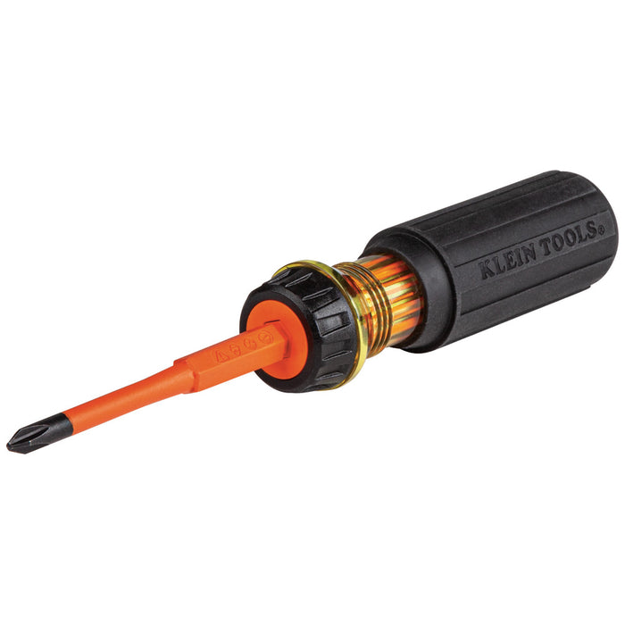 KLEIN TOOLS Flip-Blade Insulated Screwdriver, 2-in1, Ph Bit #2, Sl Bit 1/4-Inch