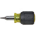 KLEIN TOOLS Multi-Bit Screwdriver / Nut Driver, 6-IN-1, Stubby, Ph, Sl, Sq Bits