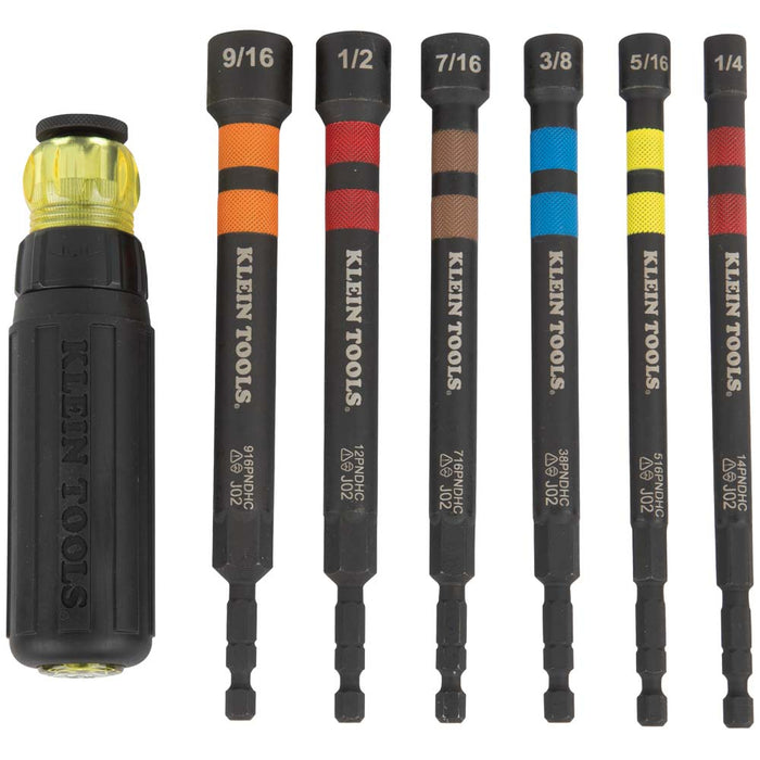 KLEIN TOOLS Hollow Magnetic Color-Coded Ratcheting Power Nut Driver, 7-Piece