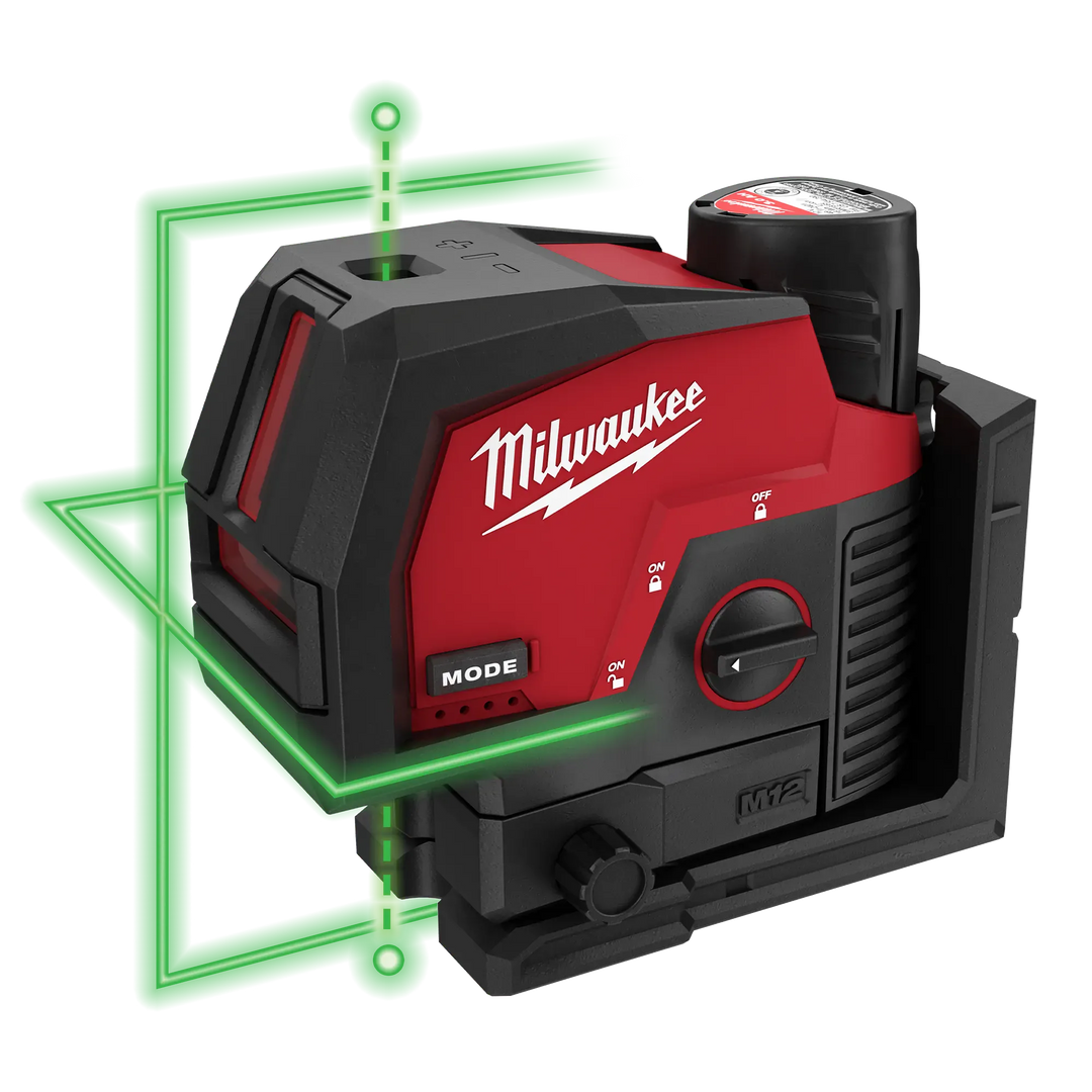 MILWAUKEE M12™ Green Cross Line & Plumb Points Laser Kit