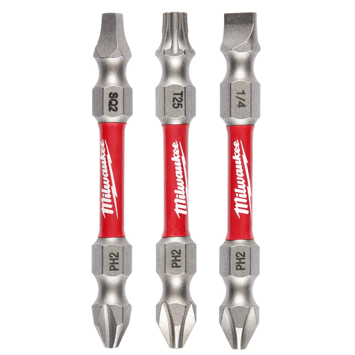 MILWAUKEE 3 PC. SHOCKWAVE IMPACT DUTY™ PH2/SQ2/T25 Double Ended Bits