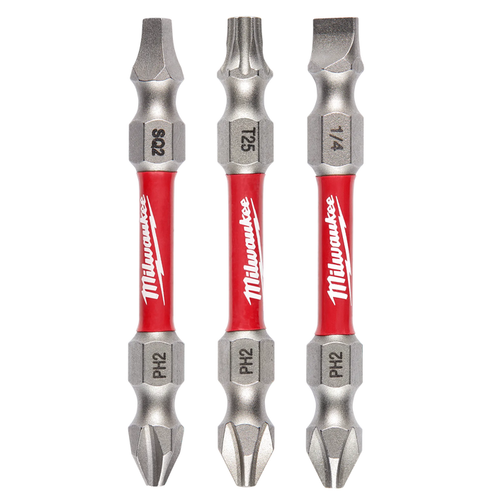 MILWAUKEE 3 PC. SHOCKWAVE IMPACT DUTY™ PH2/SQ2/T25 Double Ended Bits