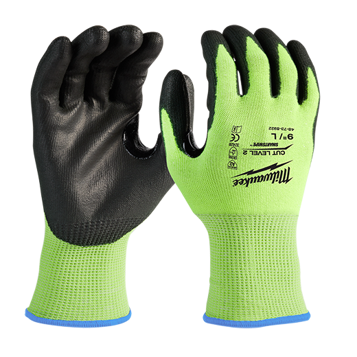 MILWAUKEE High-Visibility Cut Level 2 Polyurethane Dipped Gloves