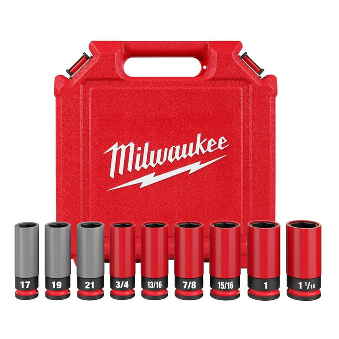 MILWAUKEE SHOCKWAVE IMPACT DUTY™ 1/2 Drive SAE & Metric 9 PC. Lug Nut Wheel Socket Set