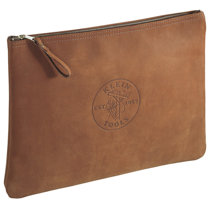 KLEIN TOOLS Leather Zipper Bag Contractor's Portfolio