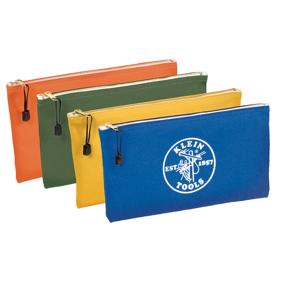 KLEIN TOOLS Canvas Zipper Bag Tool Pouches, Assorted Colors (4 PACK)