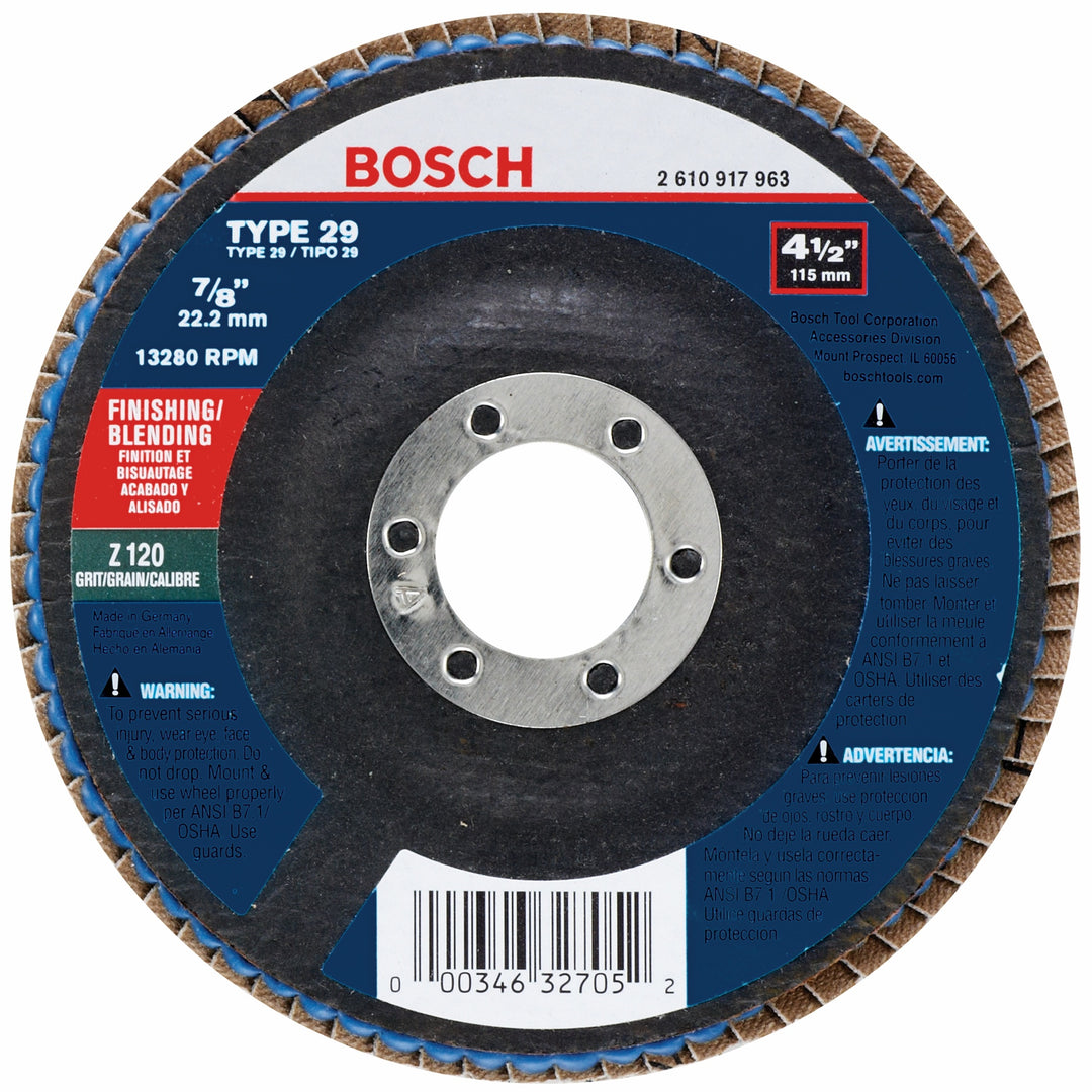 BOSCH 4-1/2" 7/8" Arbor Type 29 120 Grit Blending/Grinding Abrasive Wheel (10 PACK)