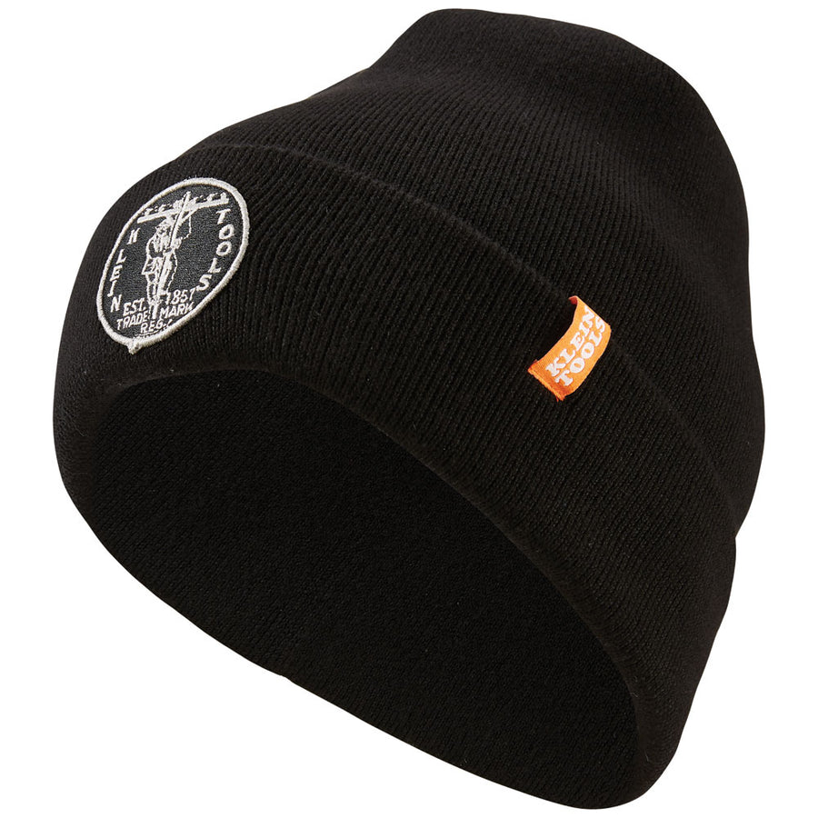 KLEIN TOOLS Black Heavy Knit Hat w/ Vintage Patch Logo