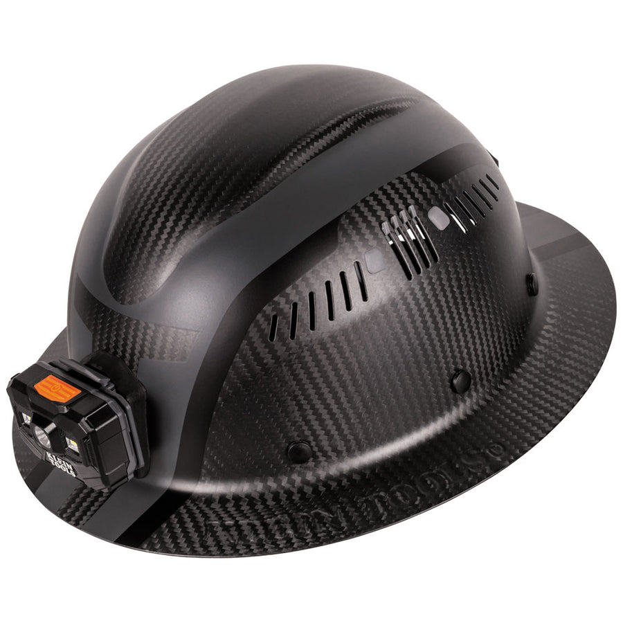 KLEIN TOOLS Spartan Class C Full Brim Carbon Fiber Hard Hat w/ Headlamp