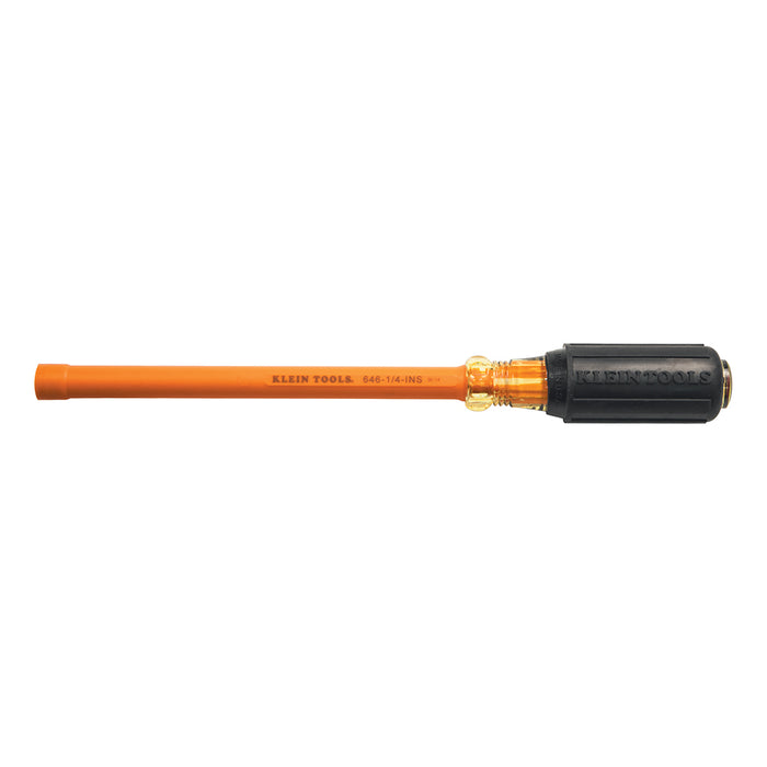 KLEIN TOOLS Insulated 1/4-Inch Nut Driver, 6-Inch Hollow Shaft