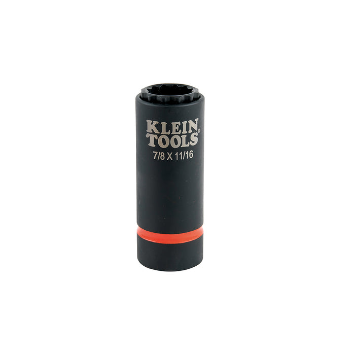 KLEIN TOOLS 2-in-1 Impact Socket, 12-Point, 7/8 and 11/16-Inch