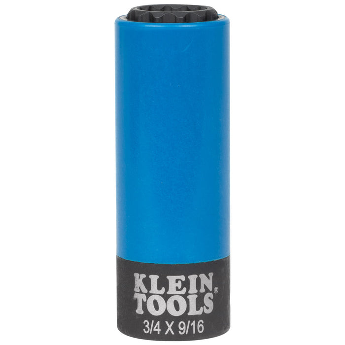 KLEIN TOOLS 2-in-1 Coated Impact Socket, 12-Point, 3/4 and 9/16-Inch