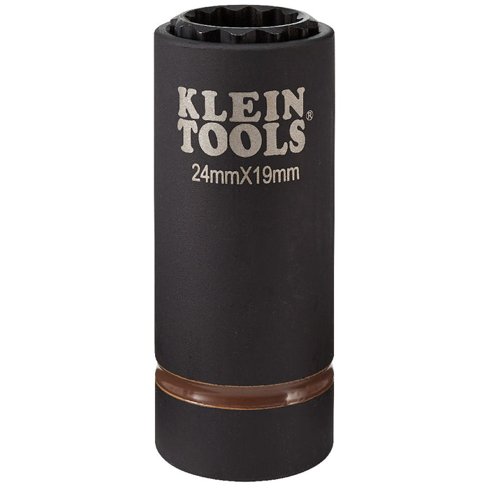 KLEIN TOOLS 2-in-1 Metric Impact Socket, 12-Point, 24 x 19 mm