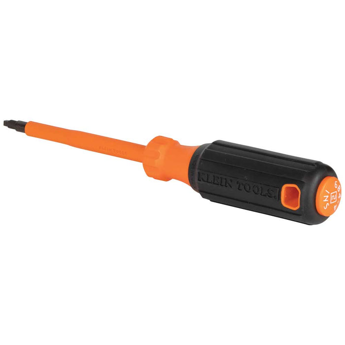 KLEIN TOOLS Insulated Screwdriver, #2 Square Tip, 4-Inch Round Shank