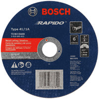 BOSCH 6" 1/16" 7/8" Arbor Type 1A (ISO 41) 46 Grit Rapido™ Fast Metal/Stainless Cutting Abrasive Wheel (25 PACK)