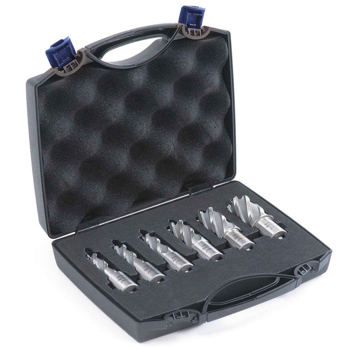 EVOLUTION 6 PC. 1" Depth Annular HSS Mag Drill Cutter Set 9/16" To 1" w/ 3/4" Weldon Shank