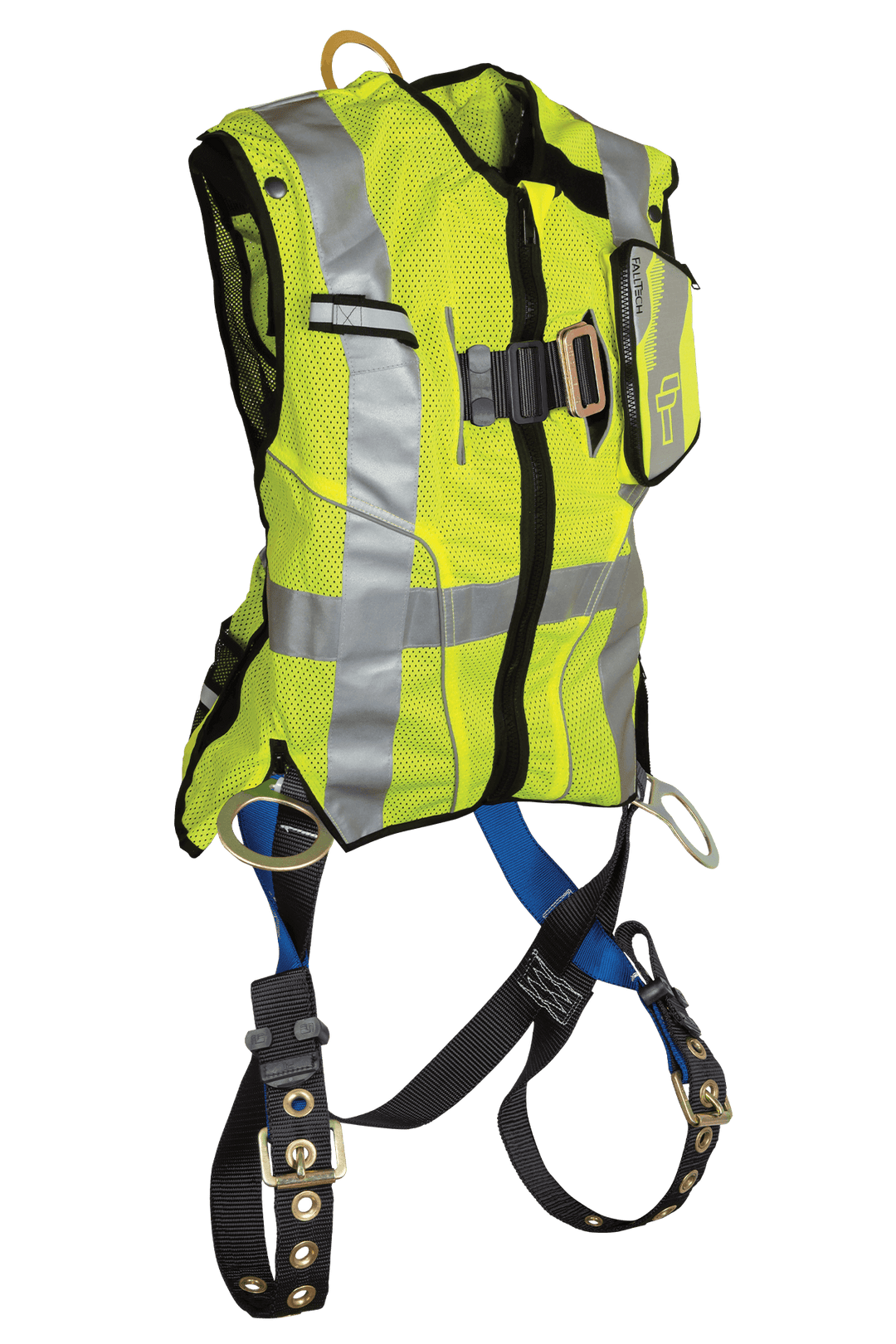 FALLTECH Hi-Vis Lime Class 2 Vest w/ 3D Standard Non-Belted Full Body Harness