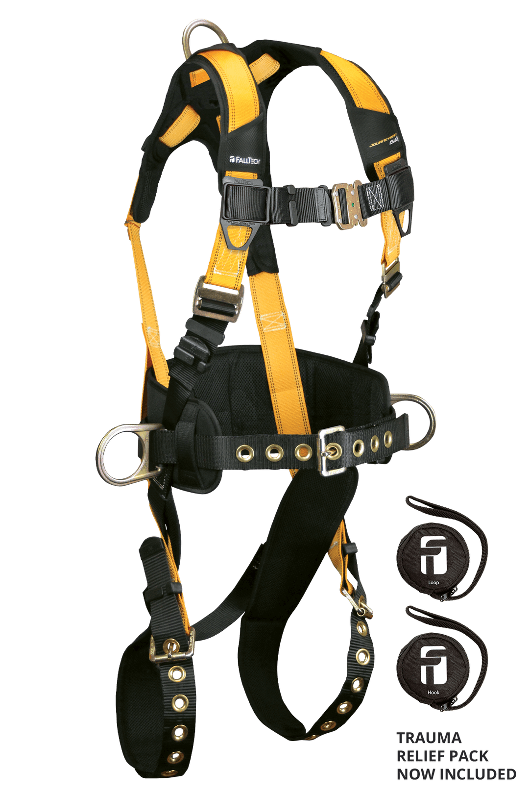 FALLTECH JOURNEYMAN FLEX® Steel 3D Construction Belted Full Body Harness, Tongue Buckle Leg Adjustment
