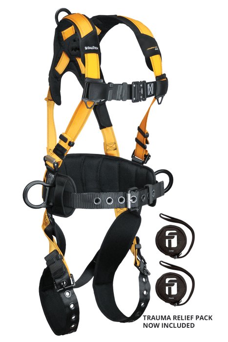 FALLTECH JOURNEYMAN FLEX® Aluminum 3D Construction Belted Full Body Harness, Tongue Buckle Leg Adjustment