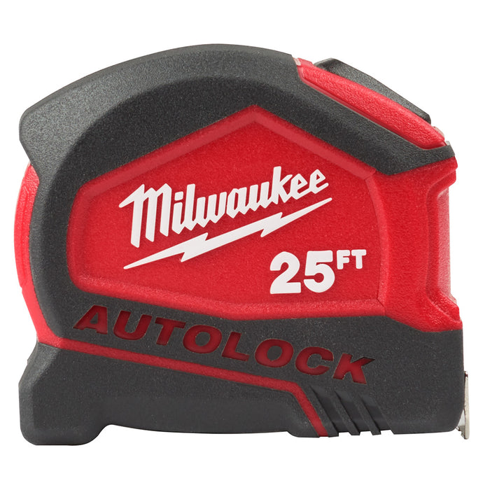 Cinta métrica compacta con bloqueo automático de 25' MILWAUKEE