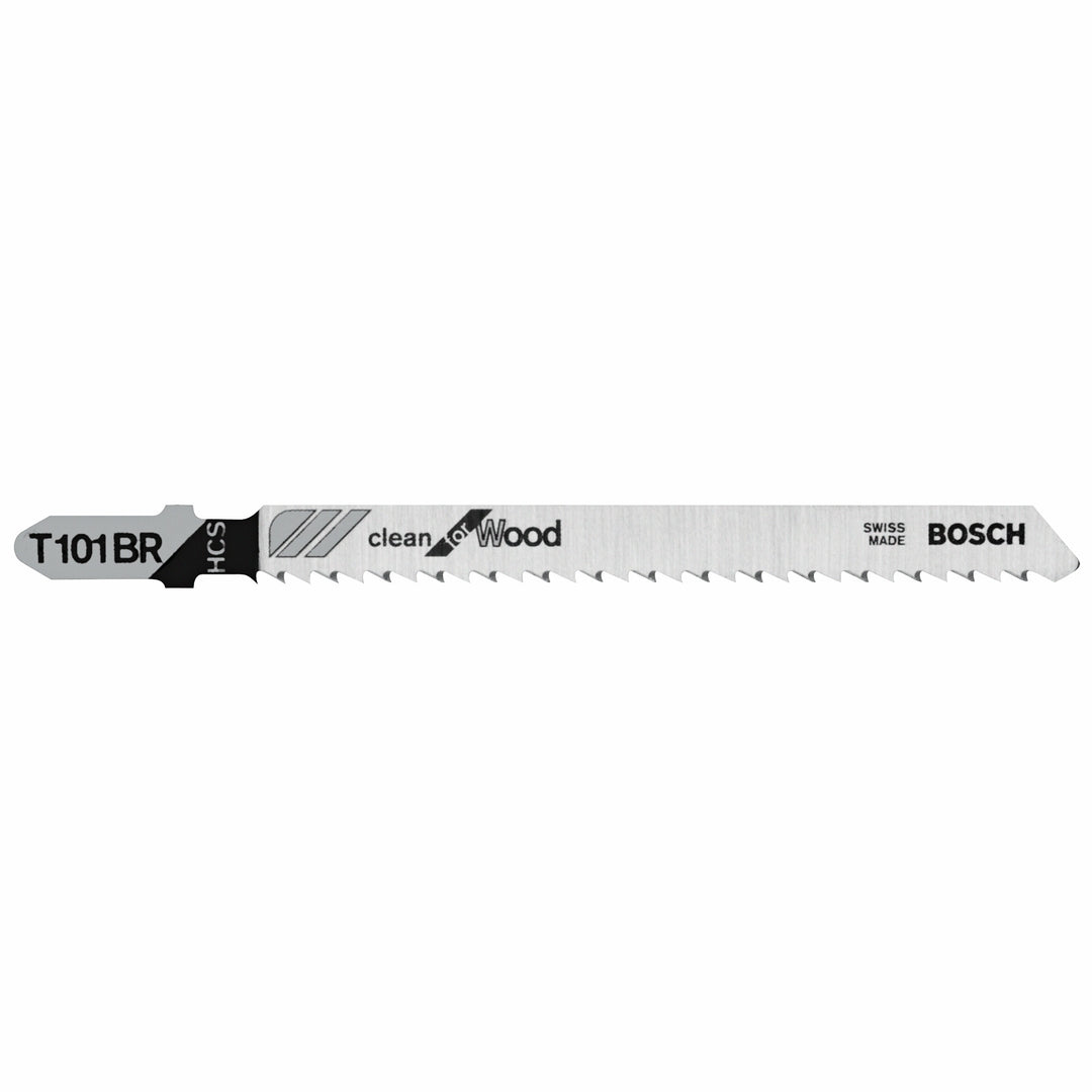 BOSCH 5 pc. 4" 10 TPI Reverse Pitch Clean for Wood T-Shank Jig Saw Blades