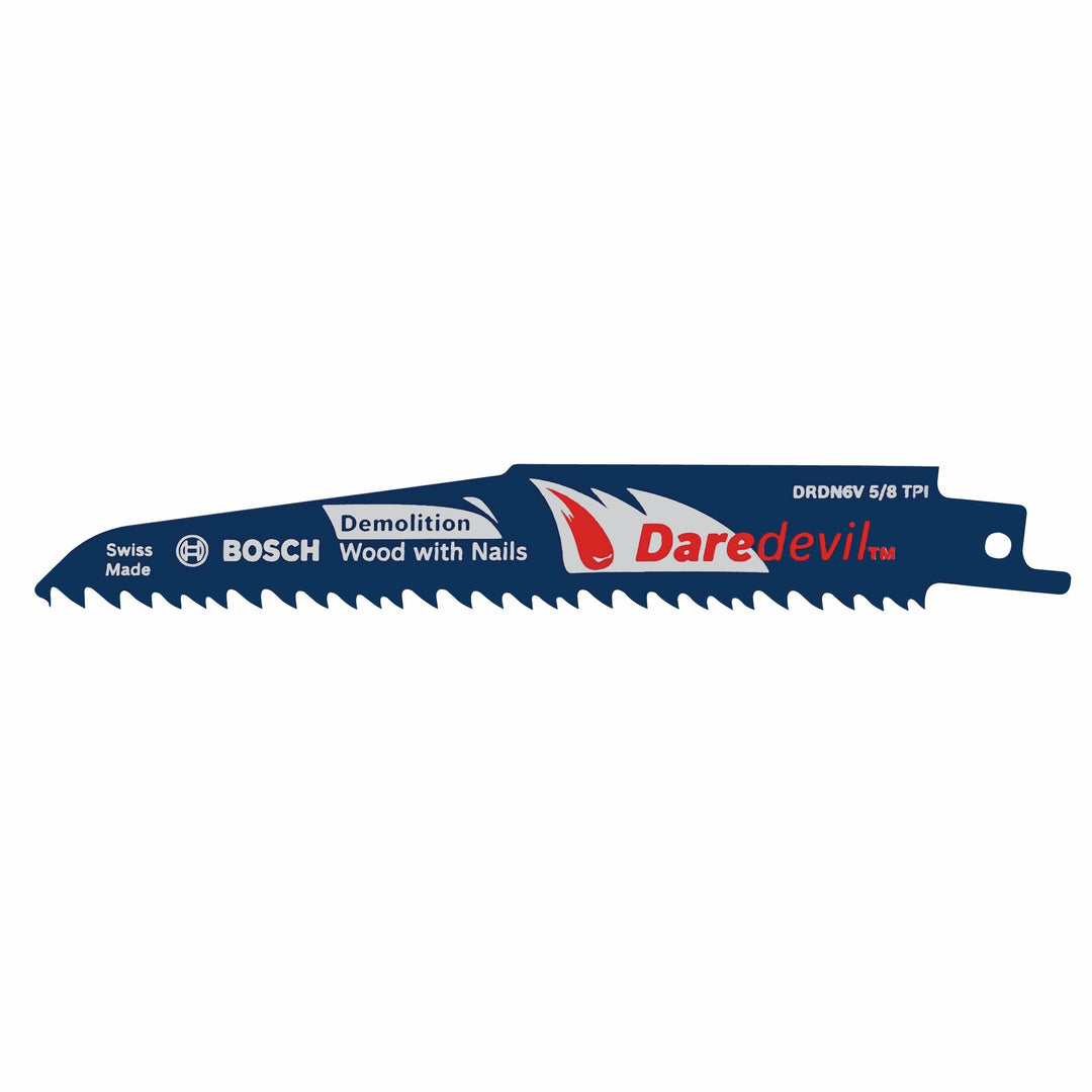 BOSCH 10 Pieces 6" 5/8 TPI Demolition for Wood with Nails Bi-Metal Daredevil™ Reciprocating Saw Blades