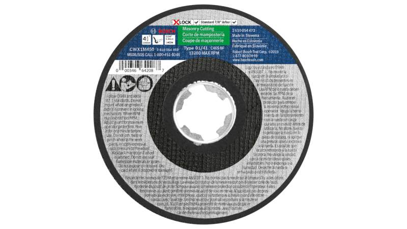 BOSCH 4-1/2" x 1/16" X-LOCK Arbor Type 1A (ISO 41) 24 Grit Masonry Cutting Abrasive Wheel (25 PACK)