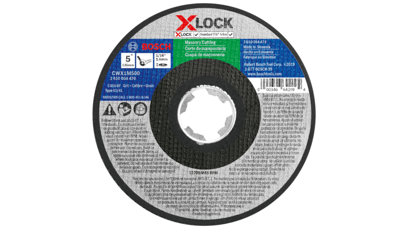 BOSCH 5" x 1/16" X-LOCK Arbor Type 1A (ISO 41) 24 Grit Masonry Cutting Abrasive Wheel (25 PACK)