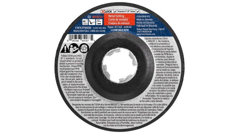 BOSCH 4-1/2" x .098" X-LOCK Arbor Type 27A (ISO 42) 30 Grit Metal Cutting & Grinding Abrasive Wheel (25 PACK)