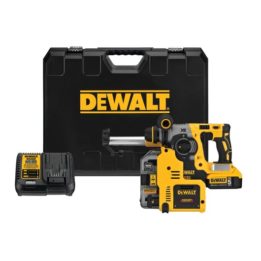 DEWALT 20V MAX* XR® 1" L-Shape SDS PLUS Rotary Hammer Kit w/ On Board Dust Extractor