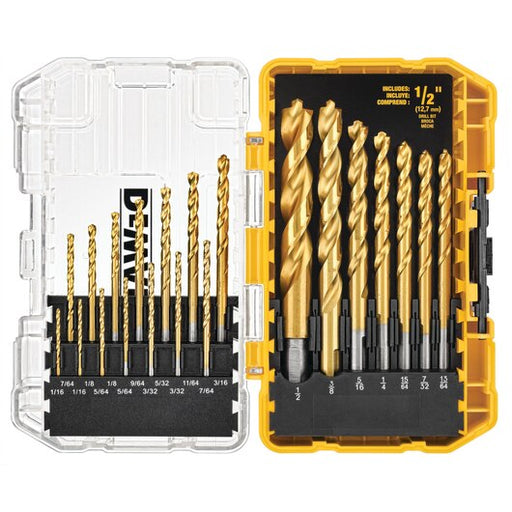 DEWALT IMPACT READY Titanium Nitride Coating Drill Bit Sets with ToughCase+ System, 14-Piece