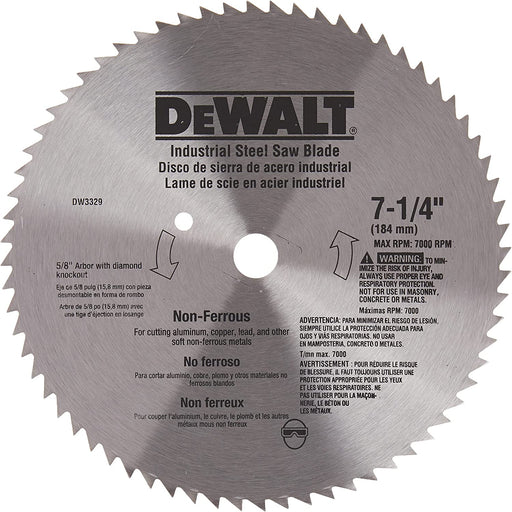 DEWALT 7-1/4" Circular Saw Blade, Metal Cutting, 5/8-Inch And Diamond Knockout Arbor, 68-Tooth