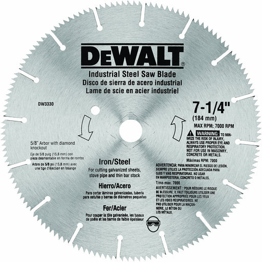 DEWALT 7-1/4-Inch Iron And Steel Cutting Segmented Saw Blade With 5/8-Inch And Diamond Knockout Arbor,Silver