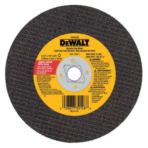 DEWALT 6-1/2-Inch By 1/8-Inch By 5/8-Inch A24R Abrasive Metal Cutting Wheel