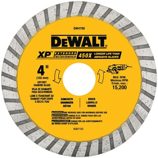 DEWALT Diamond Blade, Dry Or Wet Cutting, Continuous Rim, 7/8-Inch Arbor, 4-1/2-Inch