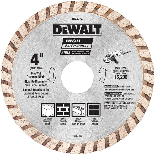 DEWALT High Performance Diamond Cutting Disc Turbo Universal Concrete 100mm X 2.0mm X 22.23mm