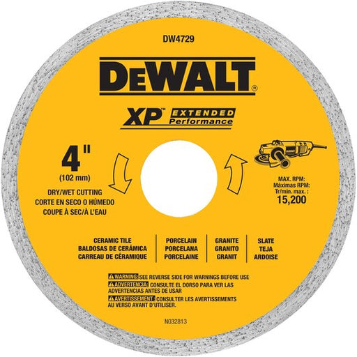 DEWALT Diamond Blade For Ceramic Or Tile, Wet Cutting, Continuous Rim, 5/8-Inch Arbor, 10-Inch
