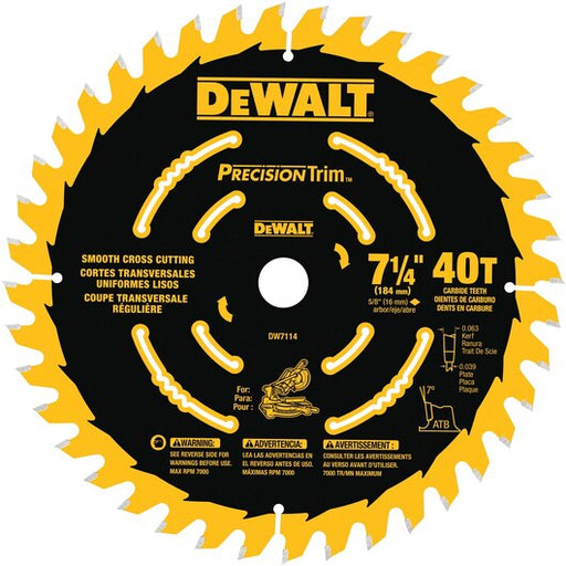 DEWALT Dw7116Pt 60T Precision Trim Miter Saw Blade, 7-1/4"