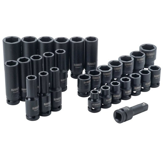 DEWALT Impact Socket Set, Combination, Sae/Mm, 1/2-Inch Drive, 30-Piece