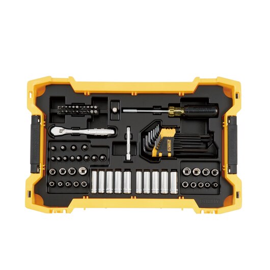 DEWALT 131 pc. 1/4 in. and 3/8 in. Mechanic Tool Set with ToughSystem 2.0 Tray and Lid
