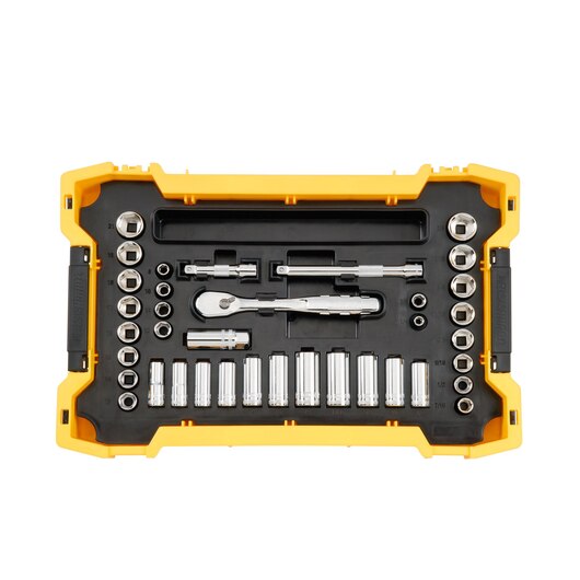 DEWALT 131 pc. 1/4 in. and 3/8 in. Mechanic Tool Set with ToughSystem 2.0 Tray and Lid