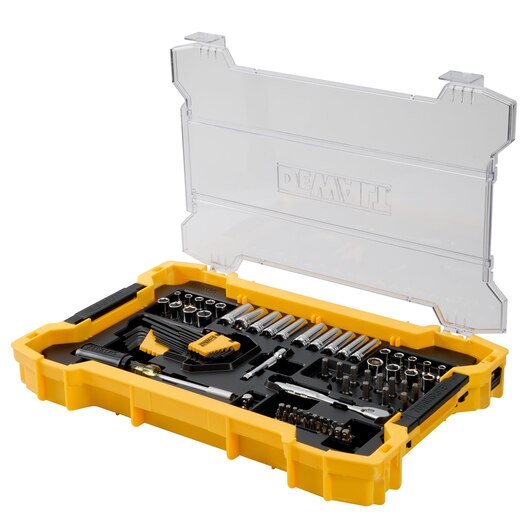 DEWALT 131 pc. 1/4 in. and 3/8 in. Mechanic Tool Set with ToughSystem 2.0 Tray and Lid