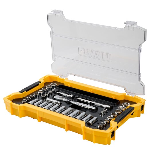 DEWALT 131 pc. 1/4 in. and 3/8 in. Mechanic Tool Set with ToughSystem 2.0 Tray and Lid