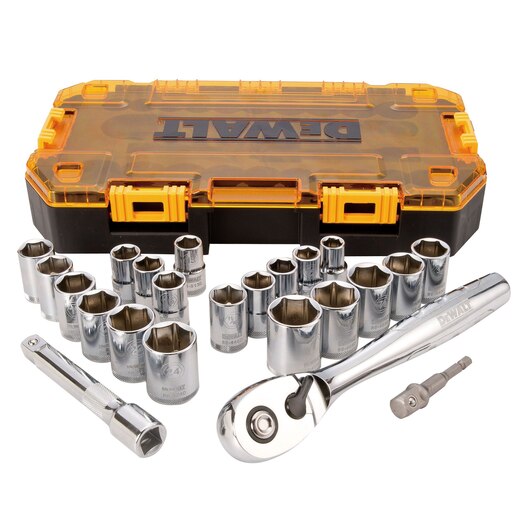DEWALT Drive Socket Set, SAE/Metric, 1/2-Inch, 23-Piece