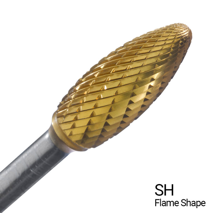 CHAMPION SH1 Double Cut TiN Coated Carbide Bur
