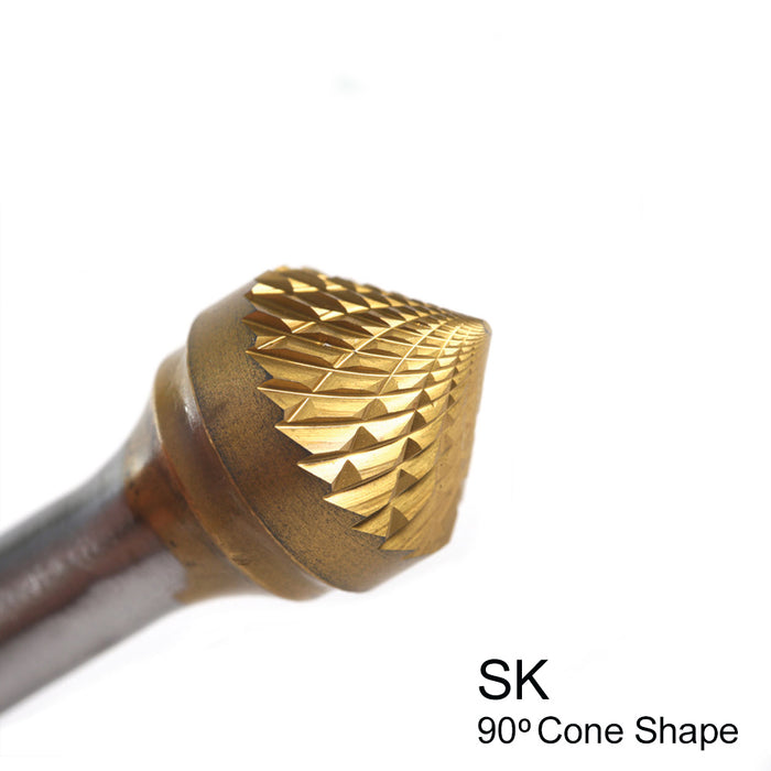CHAMPION SK3 Double Cut TiN Coated Carbide Bur