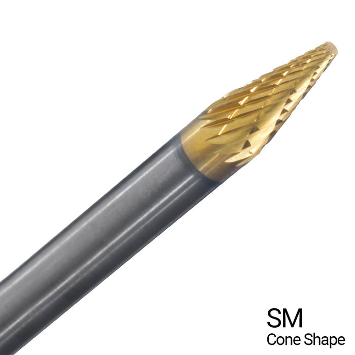 CHAMPION SM4 Double Cut TiN Coated Carbide Bur