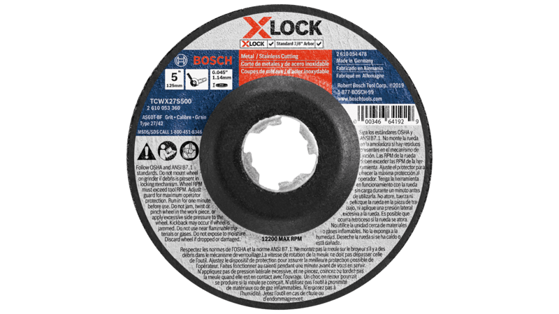 BOSCH 5" x .045" X-LOCK Arbor Type 27A (ISO 42) 60 Grit Fast Metal/Stainless Cutting Abrasive Wheel (25 PACK)