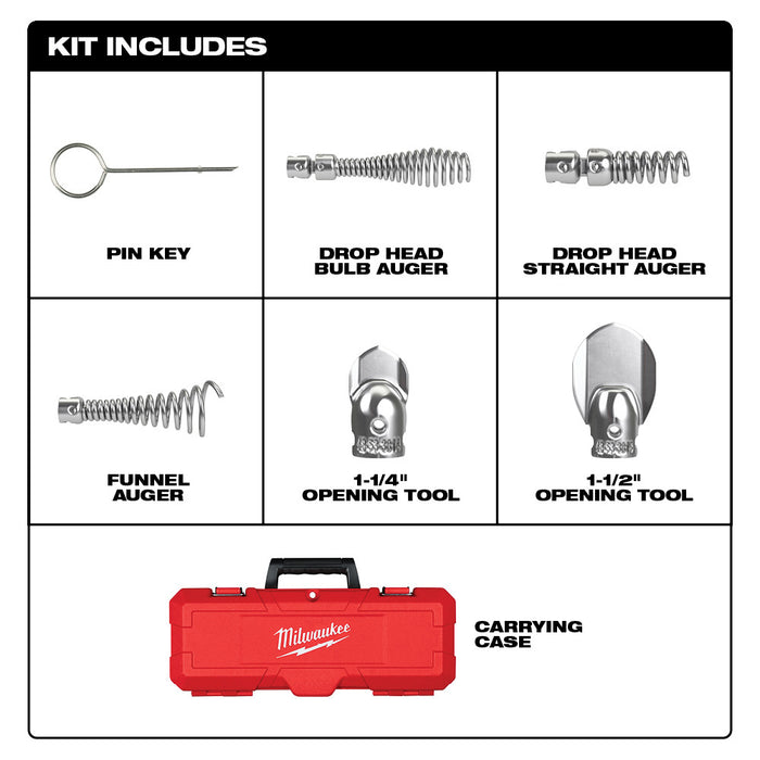 MILWAUKEE 1-1/4" - 2" Head Attachment Kit For 5/8" Sectional Cable