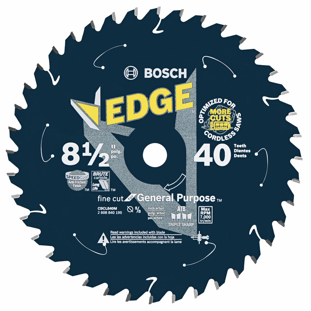 BOSCH 8-1/2" 40 Tooth Edge Cordless Circular Saw Blade for General Purpose